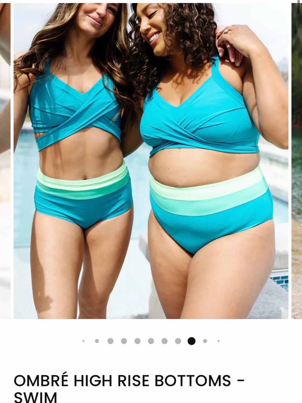 KIAVA Teal Swim Bikini Bottom -Mint Ombre Waistband